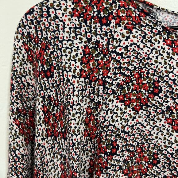 Zara Trafaluc Collection Red & Black Floral Long Sleeve Shorts Romper Size XS - Picture 4 of 16